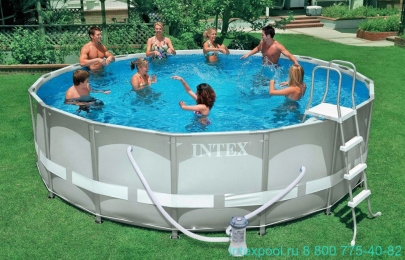 Каркасный бассейн Intex  Prism Frame круглый Intex 366х122.см.+ фильтр-насос картр 3785 л/ч + лестница﻿